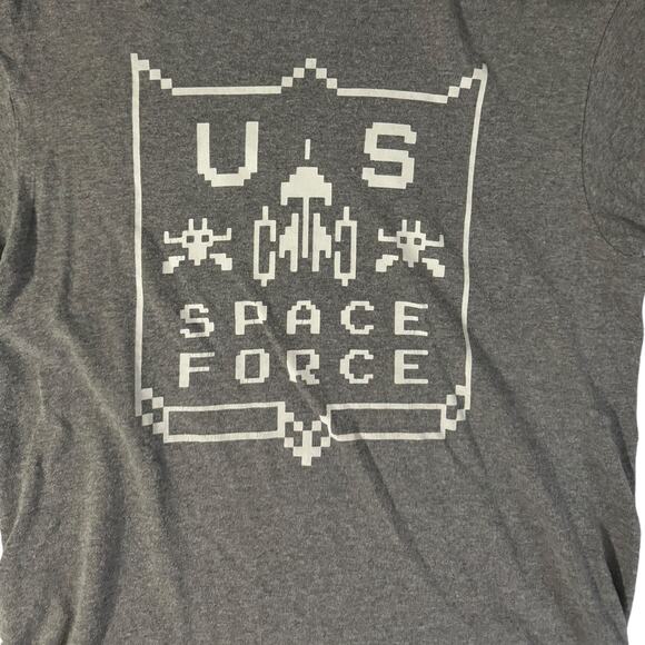 US Space Force Space Invaders Galaga Funny Gray T Shirt Small - Picture 2 of 3